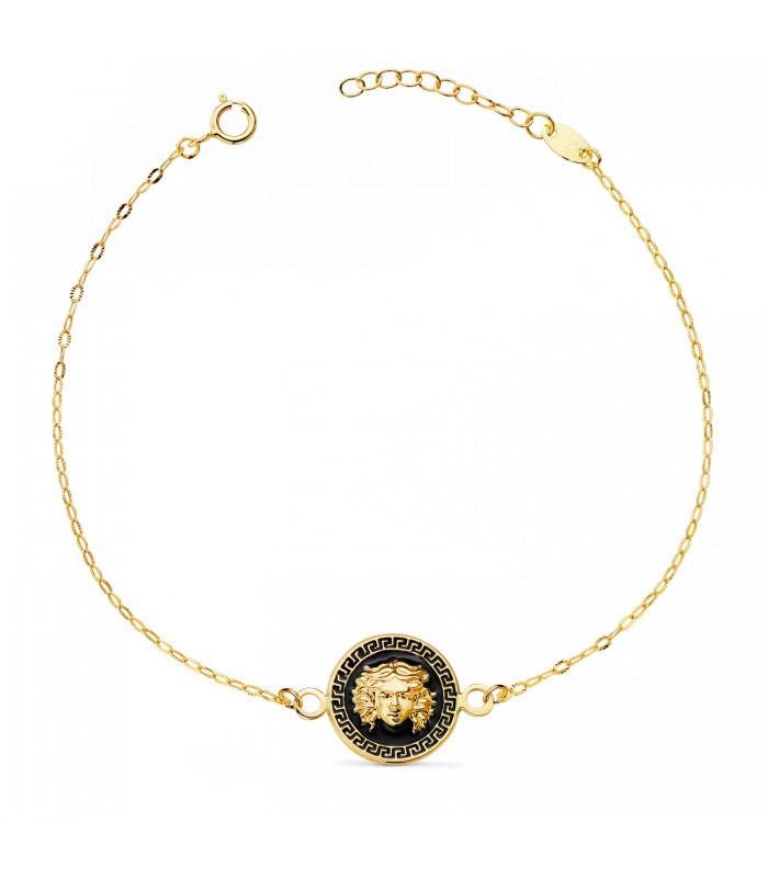 Bracciale Medusa oro 18Kt smalto nero, gioielli per regalo donna.