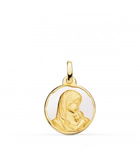 Dolce Madonna Madre 18K 16mm smalto bianco - Gioielli Nascita Bambino Battesimo Regalo Madri