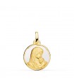 Medaille Madonna mit Kind 18K Gold emailliert 22446