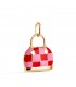 Pendentif charm Luxury sac carreaux noire Or 18K, émail couleurs rouge et rose.