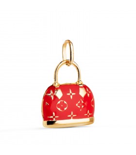 Charm Luxury Ciondolo borsetta rossa oro 18kt, smalto di colore. Gioielli donna.