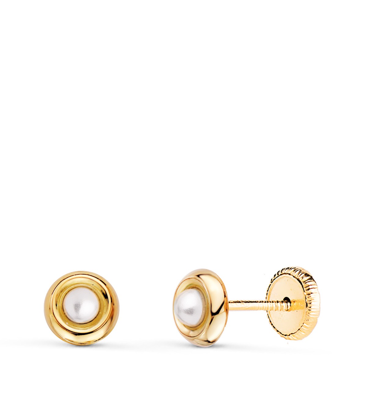 Pendientes perla Magalí 5mm Oro 18K, pendientes bolitas para niña o bebé.