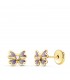 Pendientes niña Betty mariposa de colores Oro 18 Kilates, con cierre de rosca.