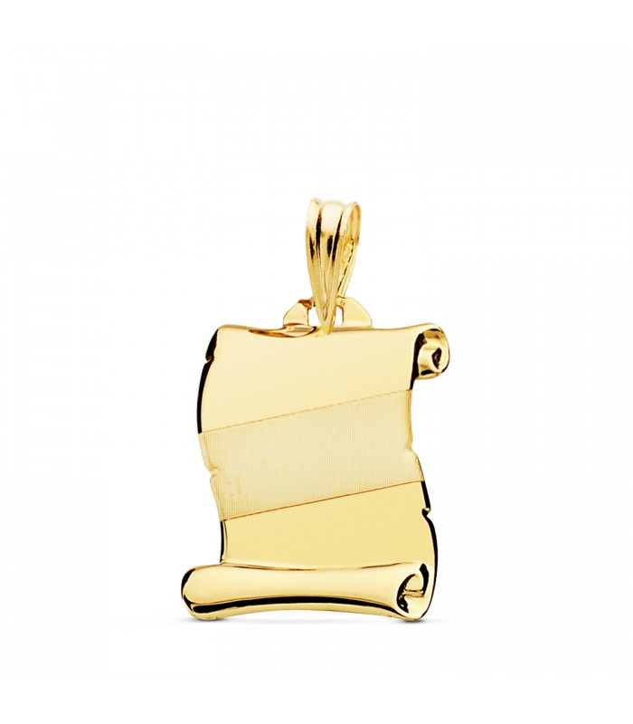 Parchemin Bande diagonale Or Jaune 18K 18mm, pendentifs et médailles avec gravure.