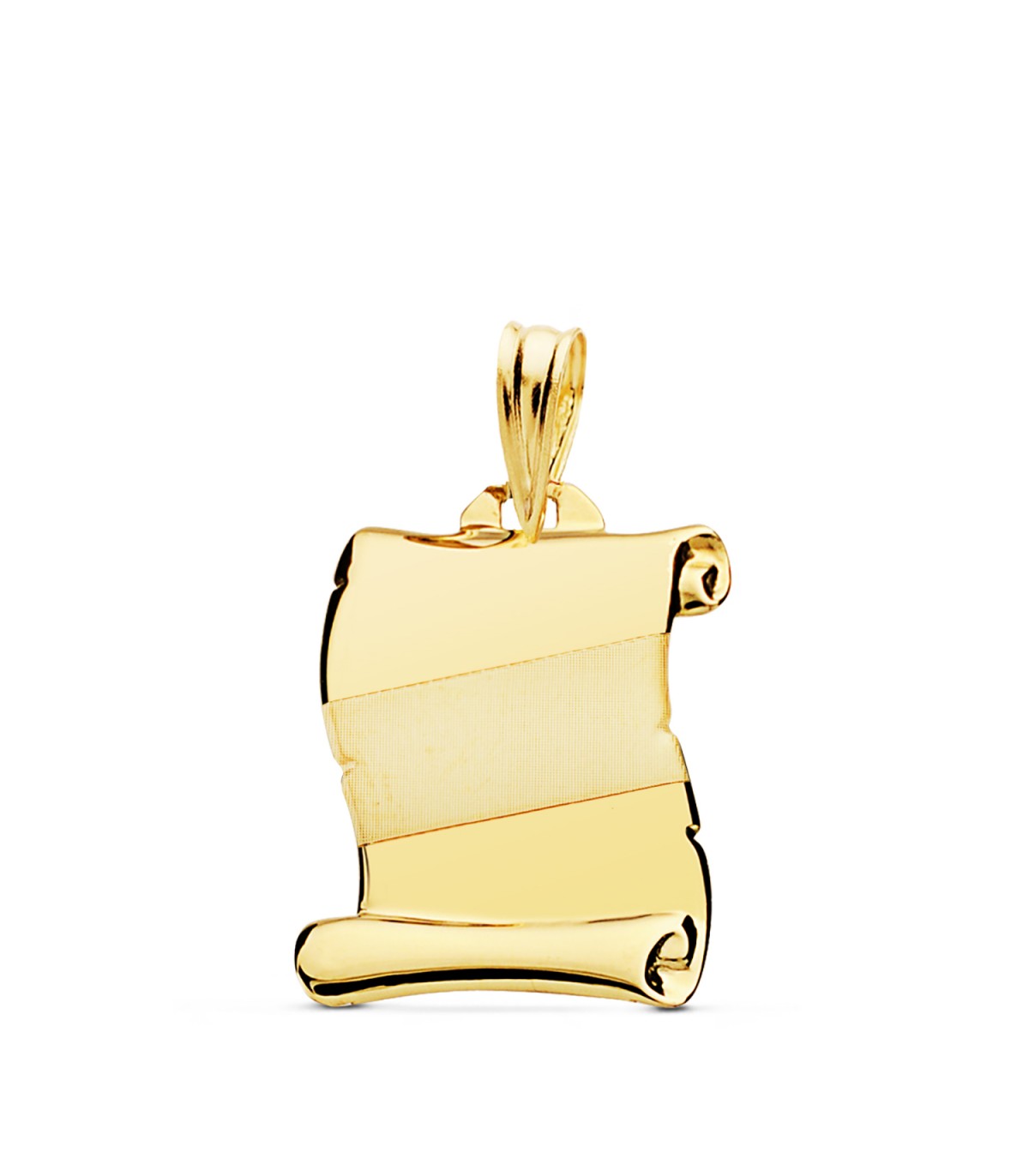 Parchemin Bande diagonale Or Jaune 18K 18mm, pendentifs et médailles avec gravure.