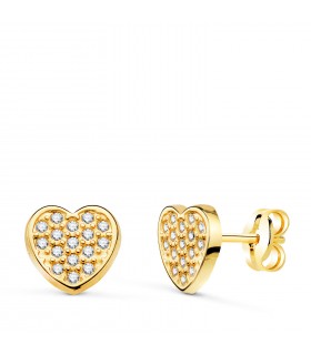 Orecchini cuore da donna in oro giallo 750 e zirconi. M - Callidora.