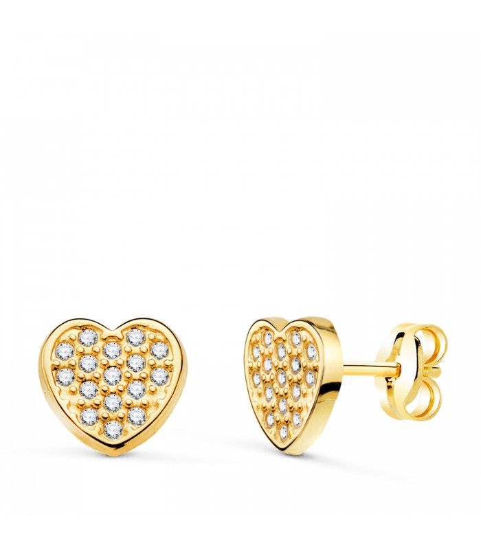 Herz-Ohrstecker mit Zirkonia Steinen - Ohrringe Gold 18K Damen N5677-5AP Herz