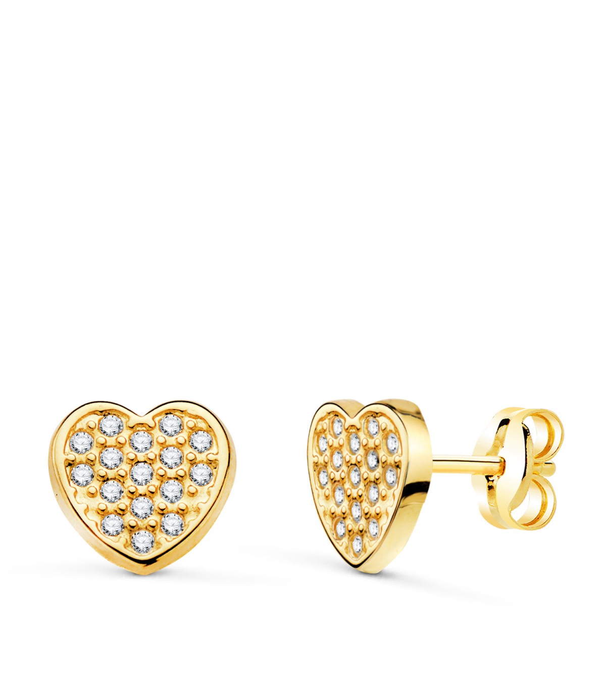Clous d'oreilles coeur, puces d'oreilles pour femme en or, modèle Callidora.