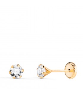Orecchini griffe Monte Carlo 4mm oro 18K. Orecchini bambina e donna con punto luce.