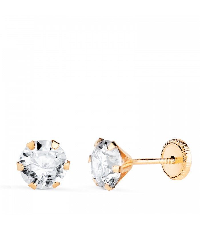 Ohrstecker Zirkonia 6 mm, 6er-Krappenfassung, 18K Gold | ALDA Montecarlo Baby