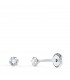 Pendientes garras Montecarlo 3mm Oro blanco. Dormilonas bebé circonitas 6 garras. Cierre rosca.