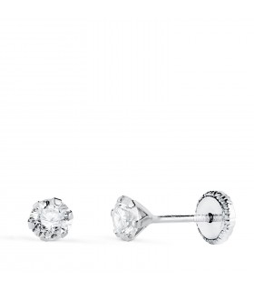 Ohrstecker Zirkonia 4 mm, 6er-Krappenfassung, 18K Weißgold | ALDA Montecarlo Baby