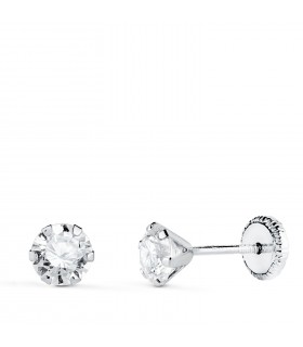 Puces d'oreilles griffes Montecarlo 5 mm Or blanc - Boucles d'oreilles enfant zircones, piercings.