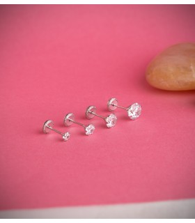 Puces d'oreilles griffes Montecarlo 5 mm Or blanc - Boucles d'oreilles enfant zircones, piercings.