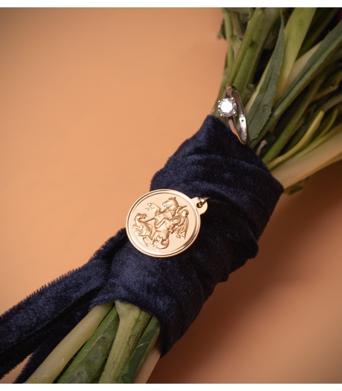 Médaille Saint Georges 18K 20mm Biseauté