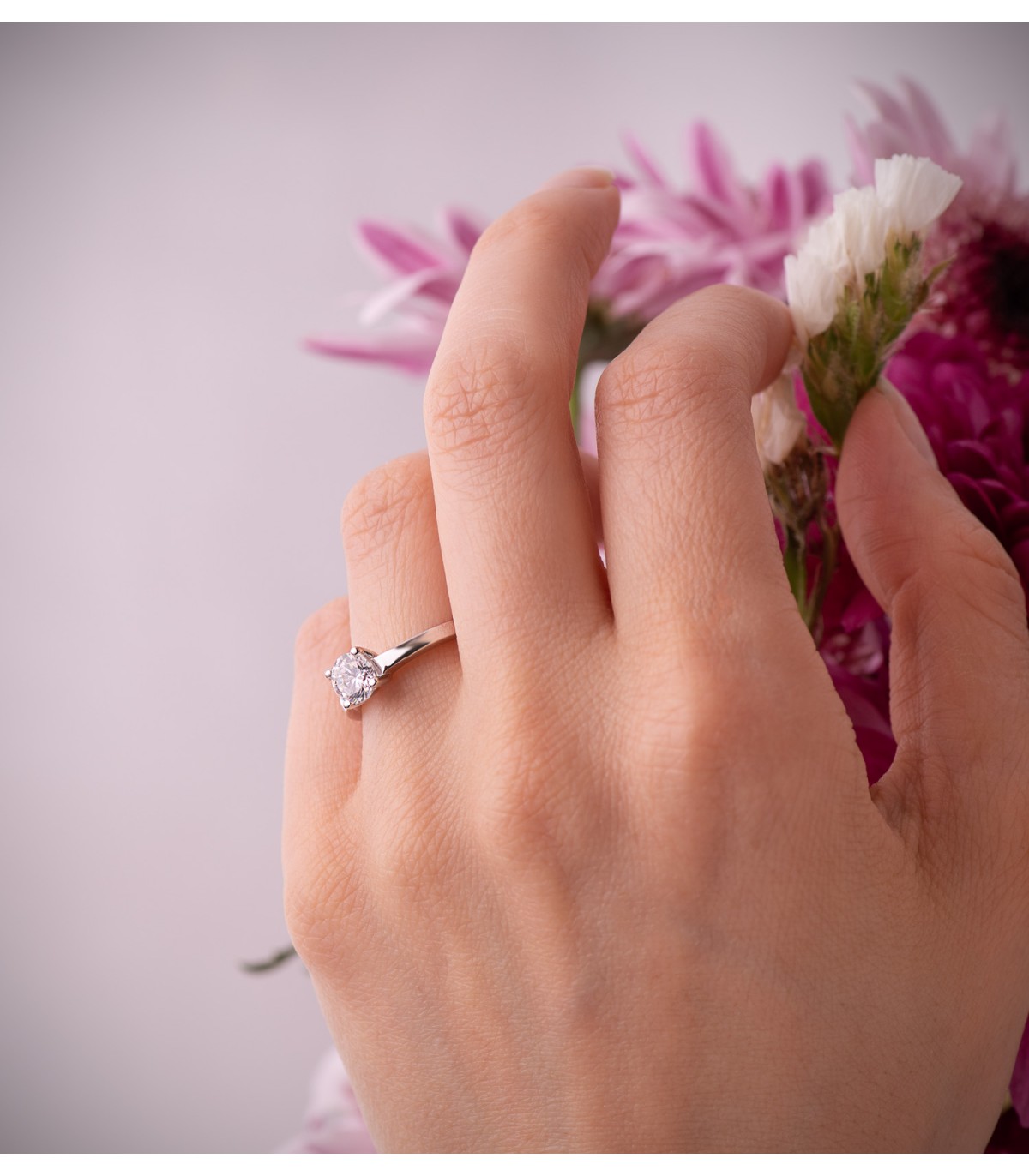 Solitario da donna oro bianco Ammon 18kt | Anelli proposta di matrimonio e fidanzamento