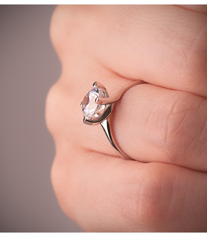 Solitario Mujer Oro Blanco 18K Davos anillo de compromiso boda novia amor