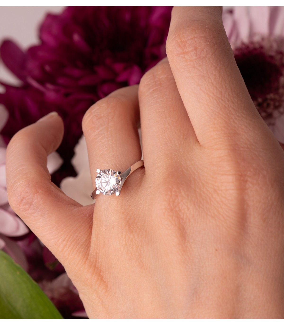 Solitario Mujer Oro Blanco 18K Davos anillo de compromiso boda novia amor