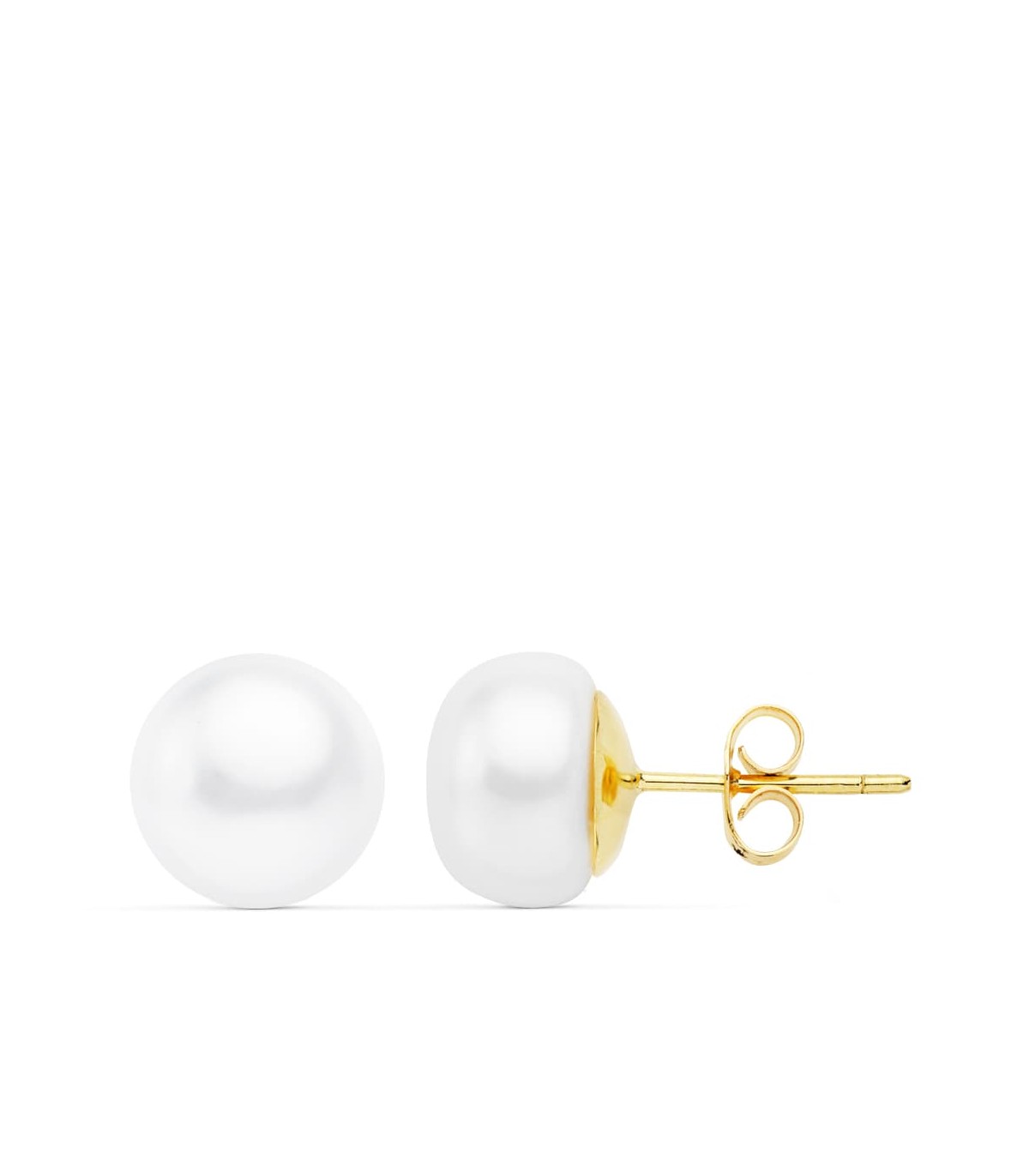 Perlenohrstecker weiß - Zuchtperle Ø 10 mm - Goldohrringe 18K für Damen.