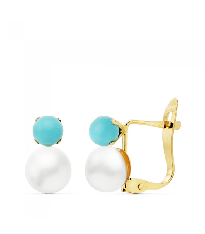 Boucles d'oreilles Amélie Or 18K perle et turquoise
