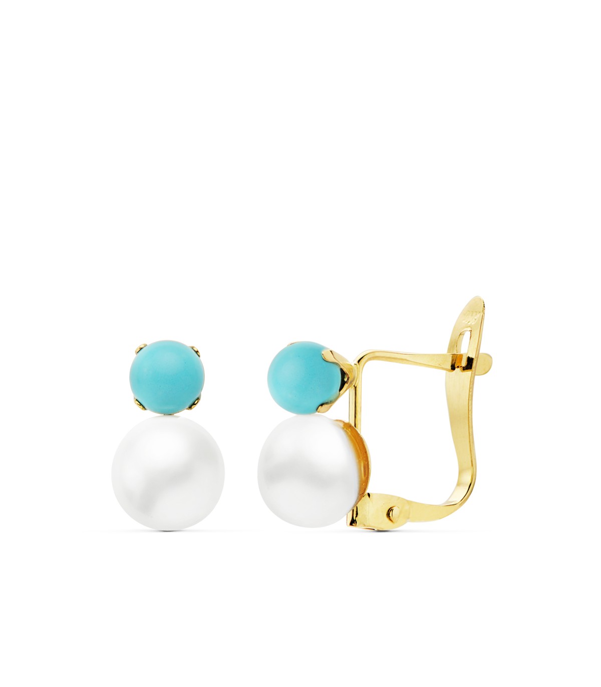 Pendientes Amélie Oro 18K perla y turquesa