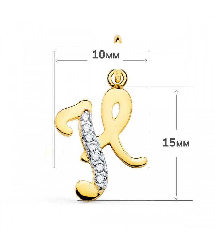 Colgante mujer con letra H en Oro 18 K y circonitas, joyas personalizadas