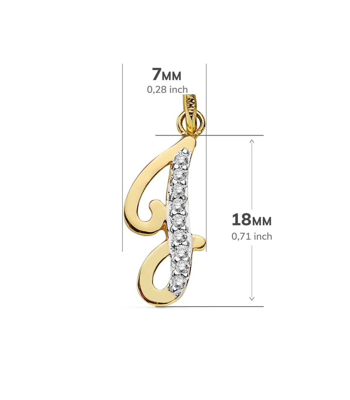 Pendentif femme avec lettre J en Or 18K et zircones, bijoux personnalisés