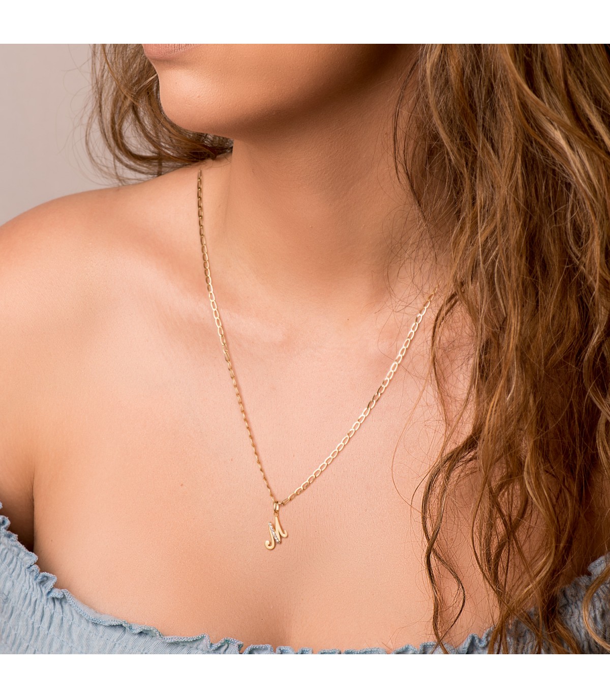 Bijoux personnalisés femme, pendentif avec initiale M