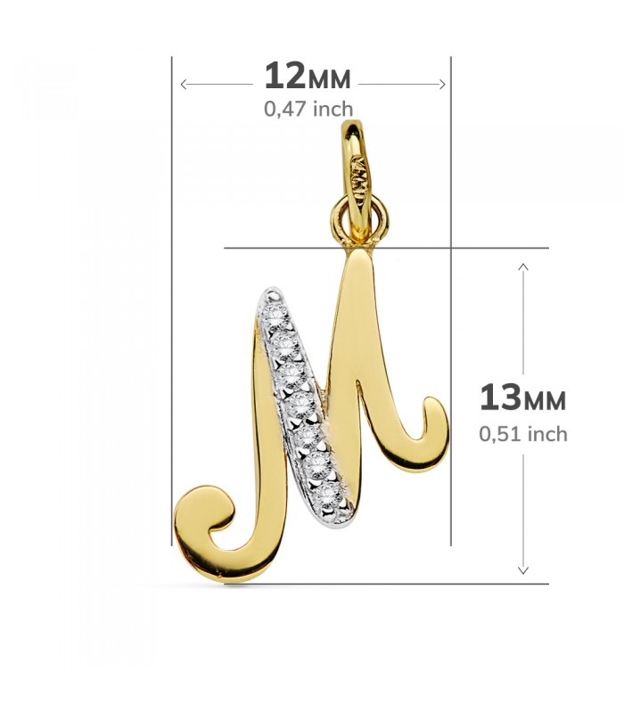 Colgante letra M con circonitas 18K, joyas personalizadas con iniciales