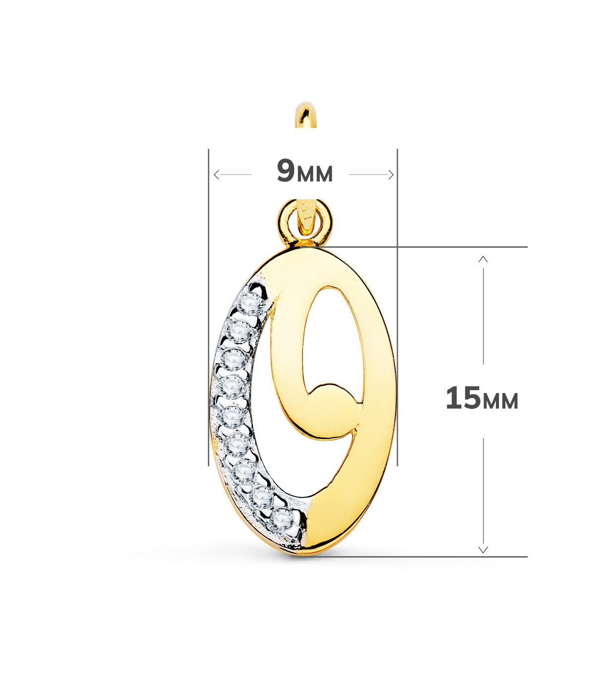 Ciondolo con iniziale O con zirconi per donna, gioielli personalizzati oro 18Kt