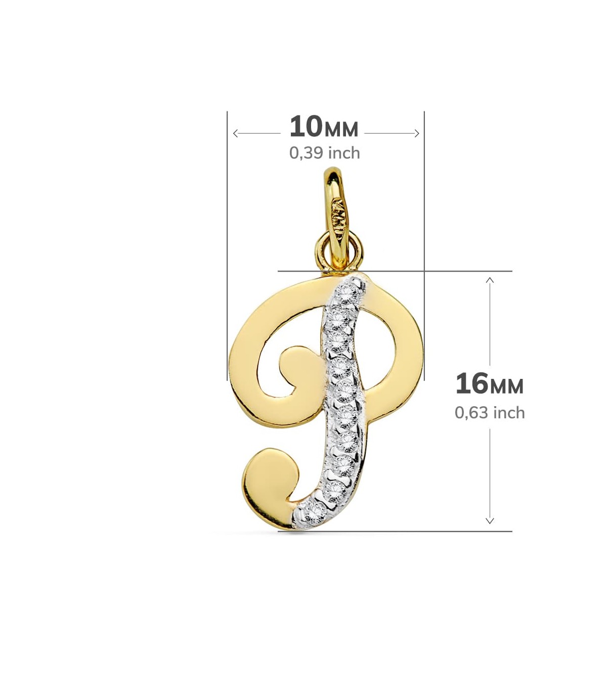Pendentif femme avec lettre P en Or 18K et zircones, bijoux personnalisés