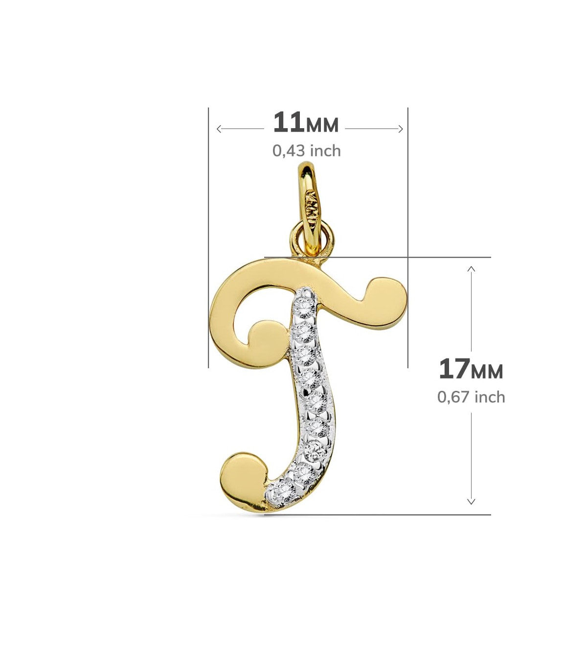 Colgante letra T con circonitas 18K, joyas personalizadas con iniciales