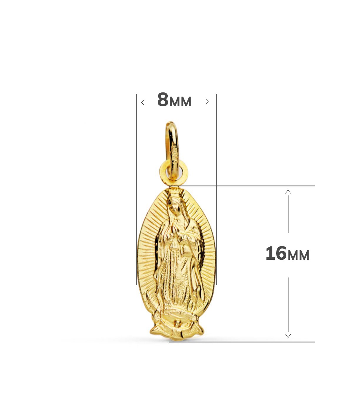 Médaille Nd. Guadalupe Mexique Or 18k 16mm