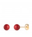 Orecchini oro corallo Mariela 5 mm 18 carati