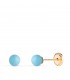 Pendientes oro turquesa Mariela 4 mm 18 Ktes, pendientes niña oro.