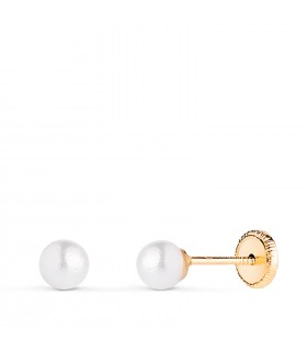 Pendientes oro perla Mariela 4 mm 18 Ktes pendientes niña oro.