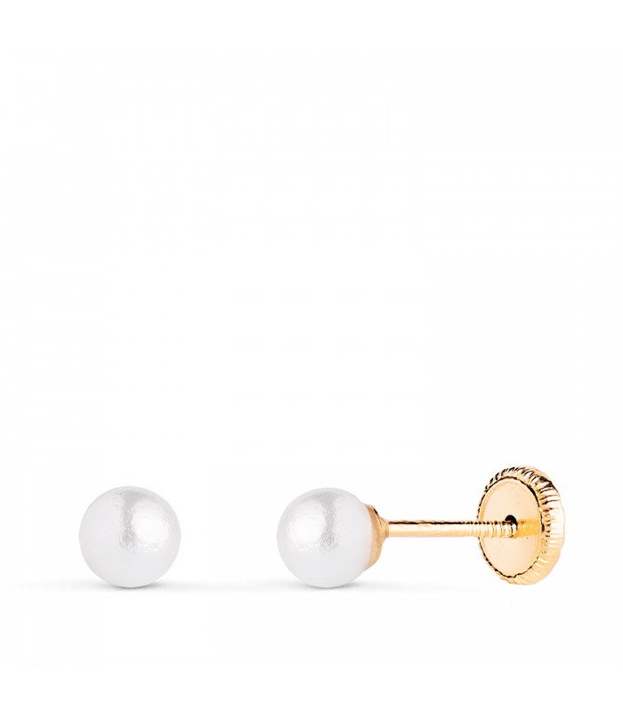 Pendientes oro perla Mariela 4 mm 18 Ktes pendientes niña oro.