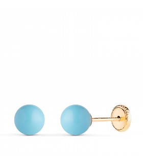 Orecchini oro turchese Mariela 6 mm 18 carati, bambina
