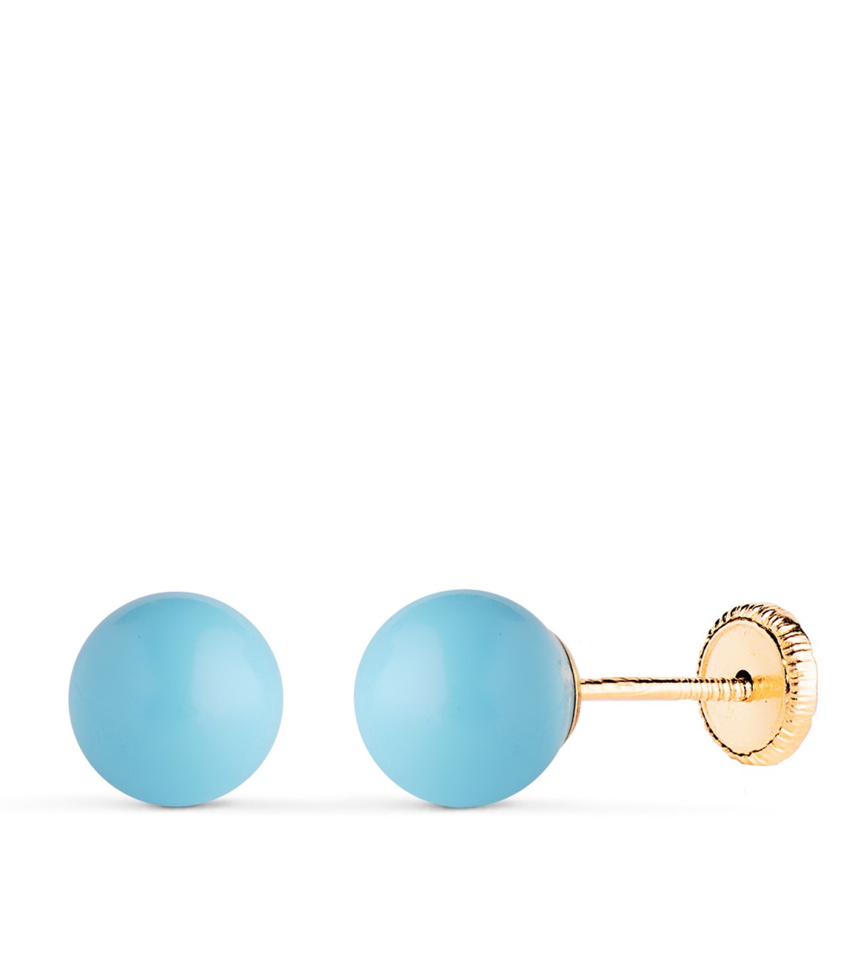 Orecchini per bambina sfere in oro turchese Mariela 7 mm 18 carati