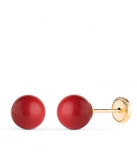 Boucles d'oreilles or corail Mariela 7 mm 18 carats, sphères rouges