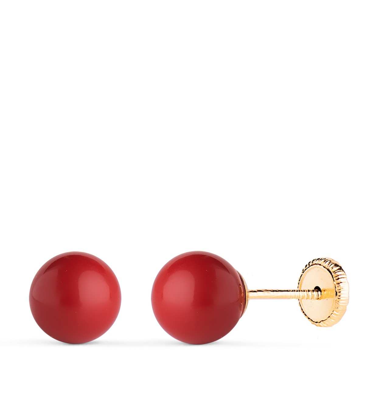 Pendientes niña oro con bola coral Mariela 7 mm 18 Ktes