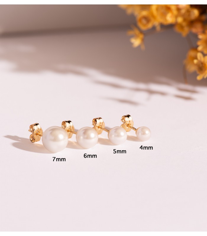 Sfere perle in Oro 18Kt, orecchini bambina modello Mariela a pallina