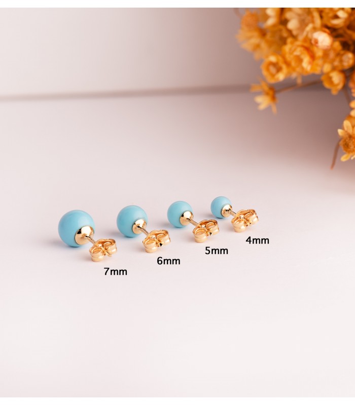 Boules en or pour enfant, Boucles d'oreilles turquoise Mariela poussette papillon