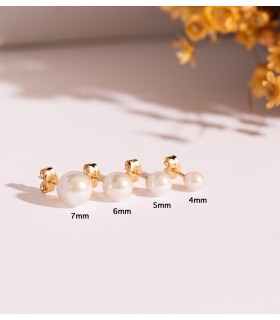 Sfere perle in Oro 18Kt, orecchini bambina modello Mariela a pallina