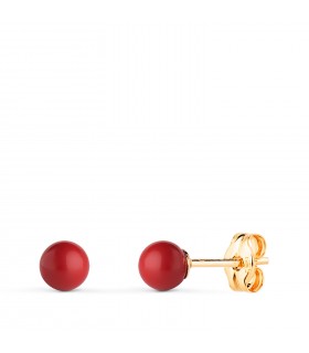 Boucles d'oreilles boule corail Mariela Or 18K 4mm
