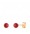 Orecchini sfera corallo Mariela Oro 18Kt 4mm