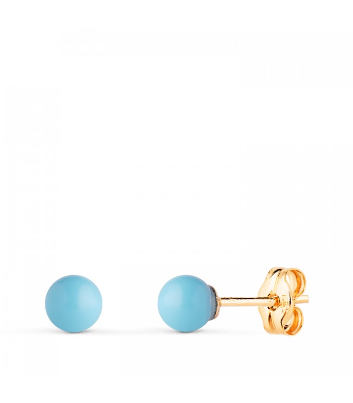 Boucles d'oreilles boule turquoise Mariela Or 18K 4mm