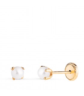 Clous d'oreilles Marianela Perle 3mm 18 K nouveau-née, fermoir à vis