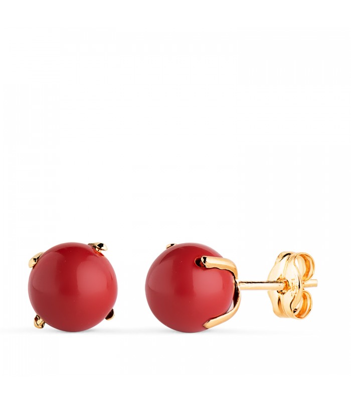 Pendientes niña coral Marianela oro 18K 7mm