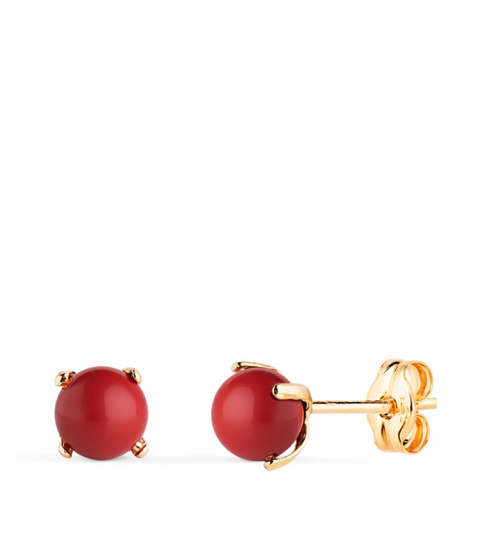 Pendientes niña coral Marianela oro 18K 5mm